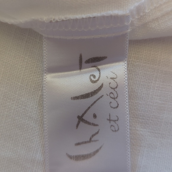 Chalet Linen Dropped Shoulder Pullover Blouse MEDIUM White - Picture 3 of 10